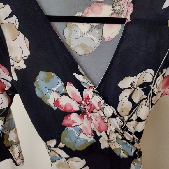 NWOT Floral 3/4 Sleeve Faux Wrap Maxi Dress - Picture 4 of 6